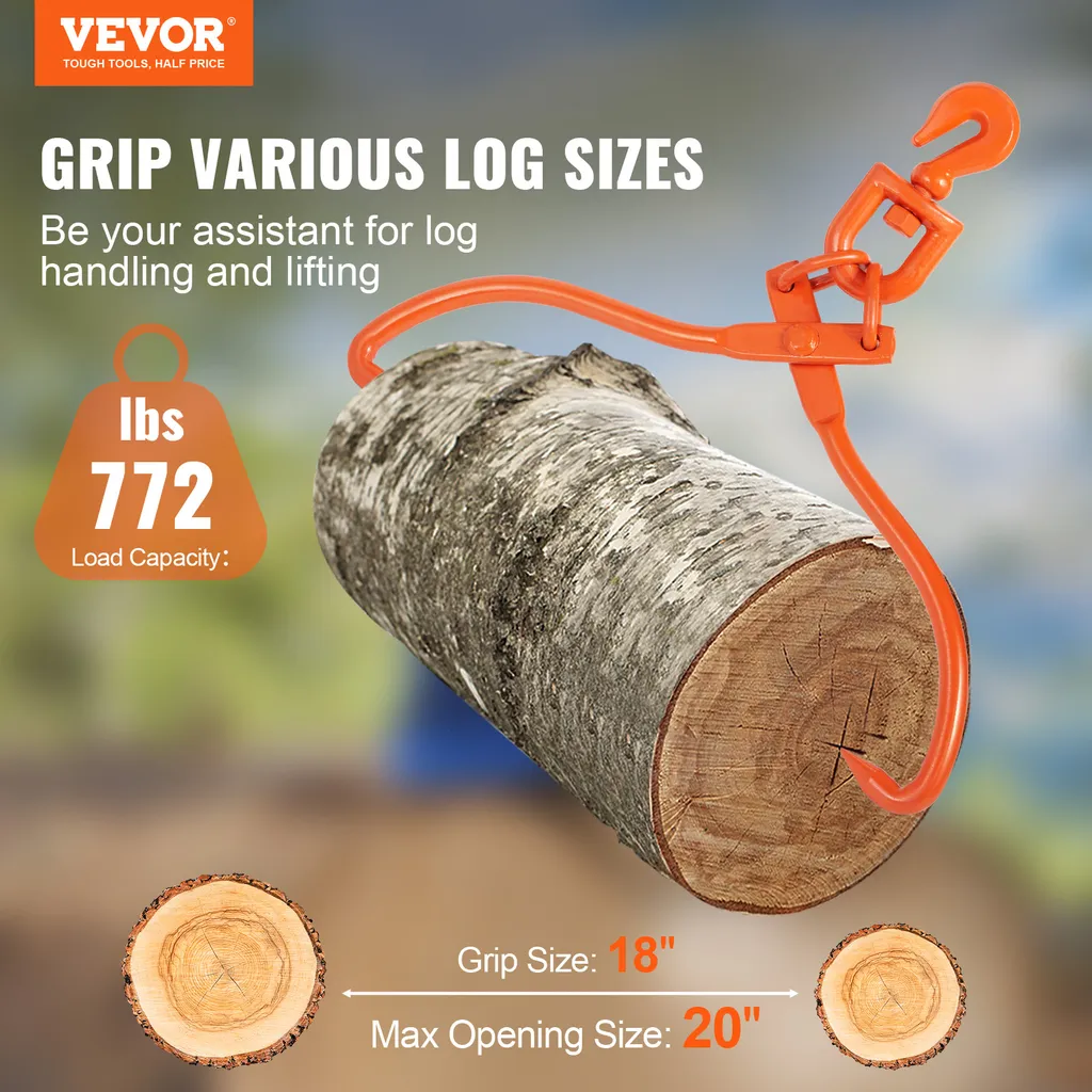 Griffe de Levage 2 Dents 457mm - Pince Forestière Robuste Acier - 2