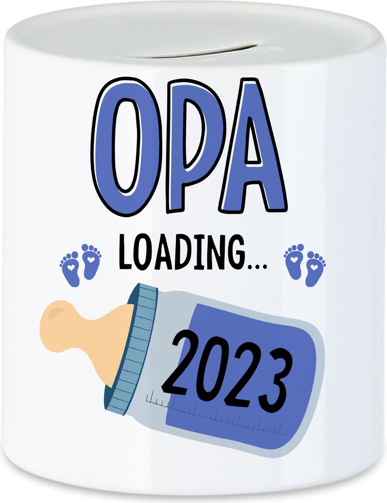 Opa Loading 2023 Spardose Geschenk Werdende Großväter Babynews mit Ladebalken Schwangerschaft Geschenkidee
