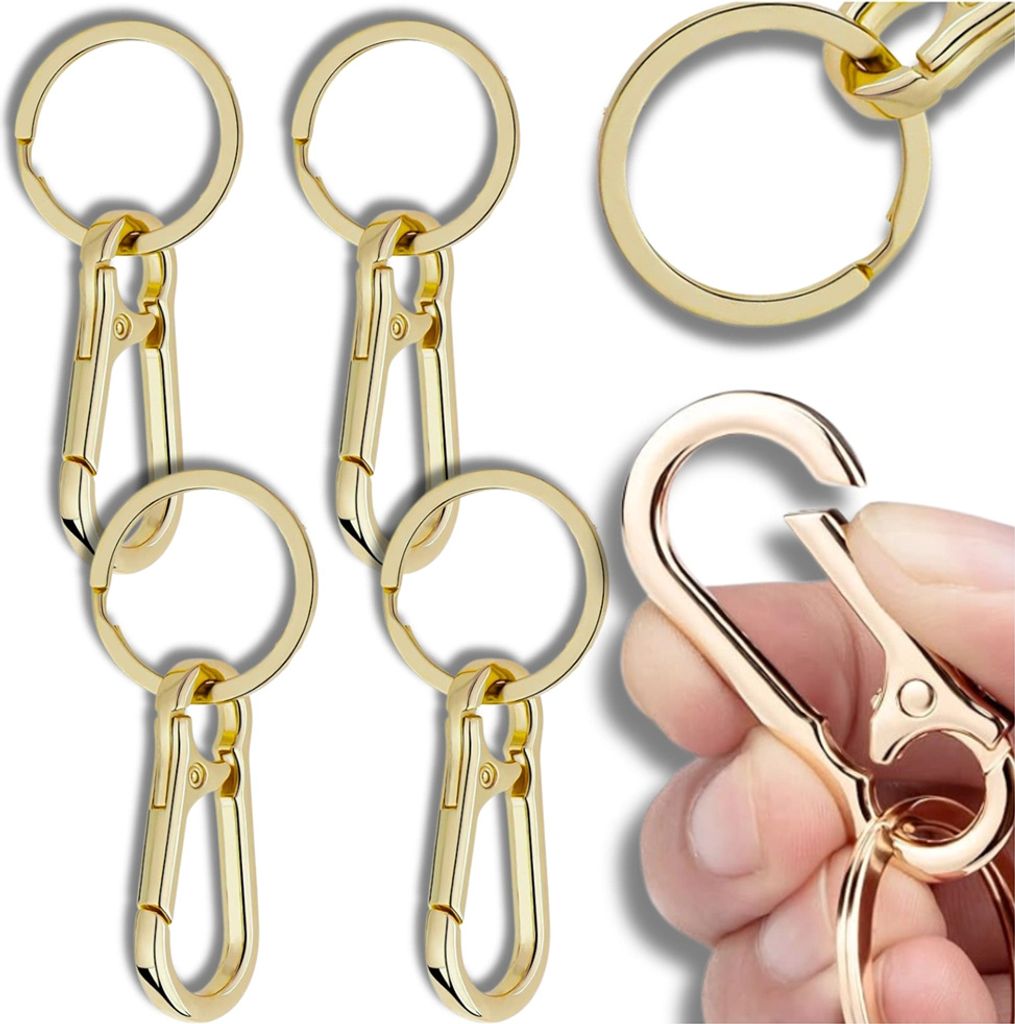 Metall-Schlüsselanhänger mit Karabinerhaken, 4 Stück, Produktbild 