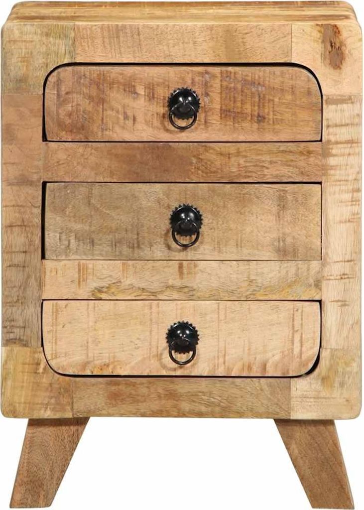 vidaXL Nachttische 2 Stk. 37x32x50 cm Raues Massivholz Produktbild 
