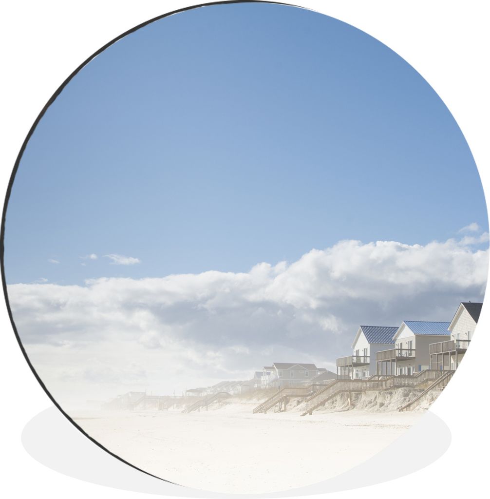 MuchoWow Aluminium Wandkreis Strandhäuser in den Dünen von Surf City Ø 60 cm Wanddeko Modern Wohnzimmer - Wand Kreis - Wandbild - Schlafzimmer...