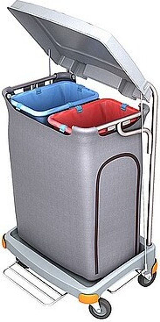 Splast Doppel-Abfallwagen 2x 70l mit Pedal und Deckel - Seitenverkleidung optional Splast TSOP-0018,TS-0020