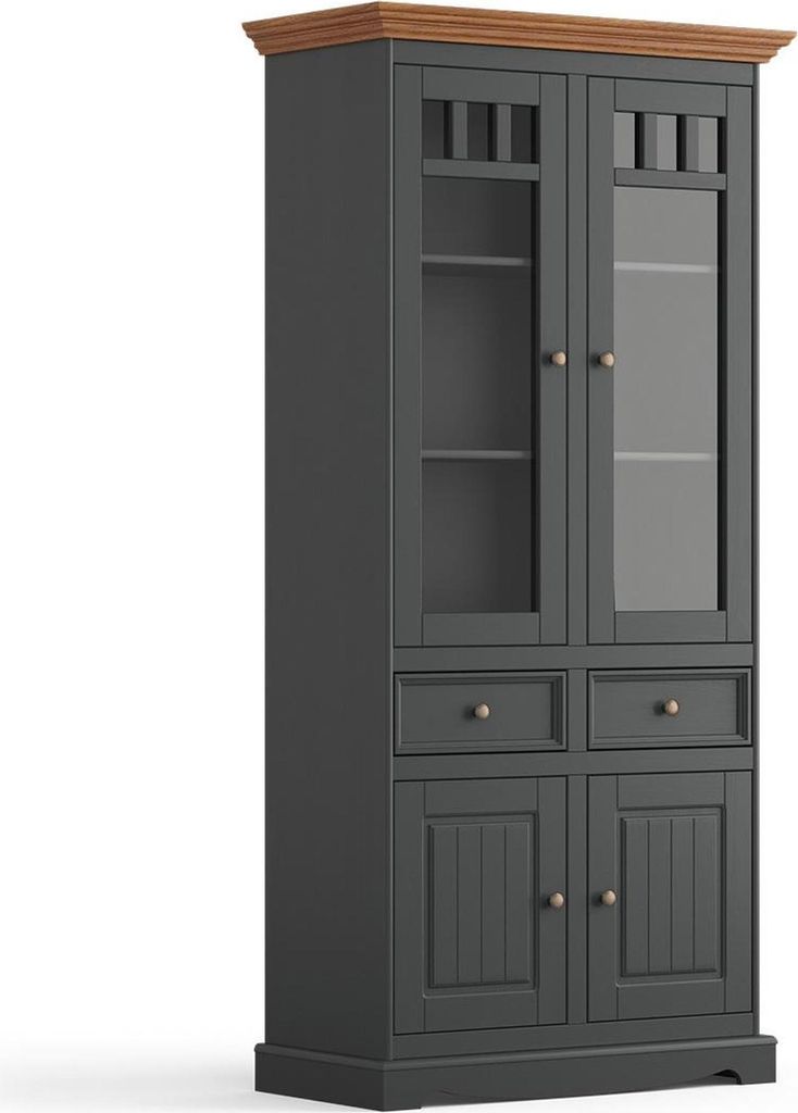 Schrank System Regale Wohnzimmer Vitrine Vitrinen Schrank Glasschrank Regal Holz