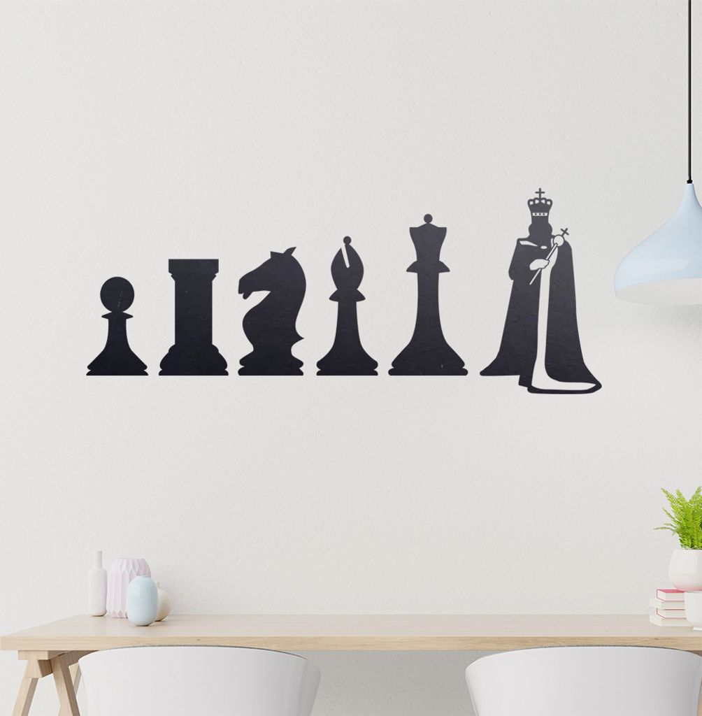 Schach Spiel Evolution Wandtattoo Wandaufkleber Wall Sticker - Dekoration, Küche, Wohnzimmer, Schlafzimmer, Badezimmer
