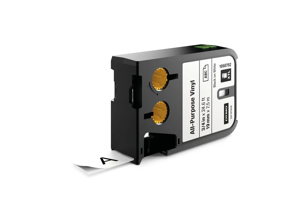 Ruban DYMO 1868752 Résistant et Flexible Noir sur Blanc 12mm