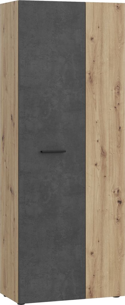 Schuhschrank >NET306< 5 Böden, Betonoptik / Artisan Eiche - 68,7x181,1x36,5cm (BxHxT)