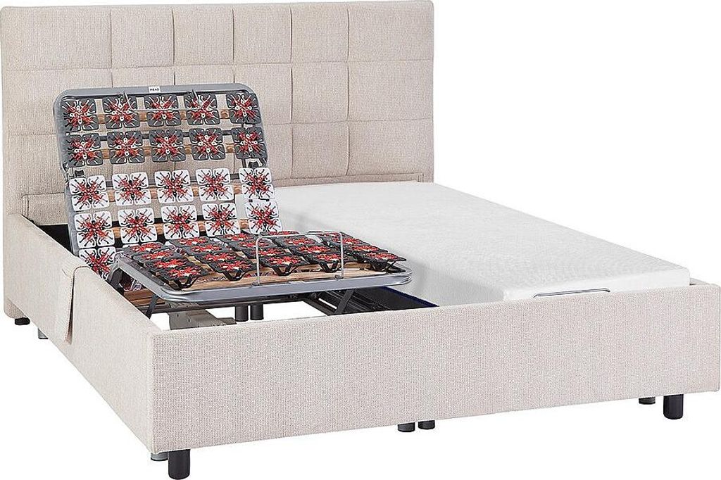 Elektrische Entspannungsliege mit dekorativen Platten + Memory-Foam-Matratze – 2 x 70 x 190 cm – Stoff – Beige – EREGA von YSMÉE