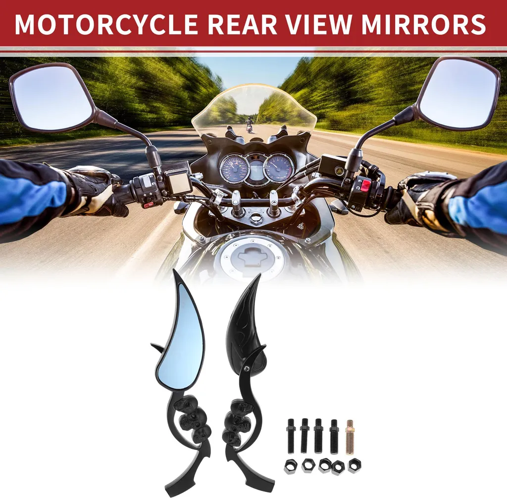 Rétroviseurs Moto M8 M10 Embout de Guidon en Alliage Noir Goutte d'Eau