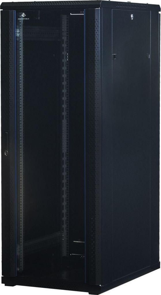 Rockstable 32HE 19 Zoll Serverschrank Netzwerkschrank (BxTxH) 600x800x1600mm mit Glastür - Türanschlag wechselbar - Türen und Seitenwände abneh...