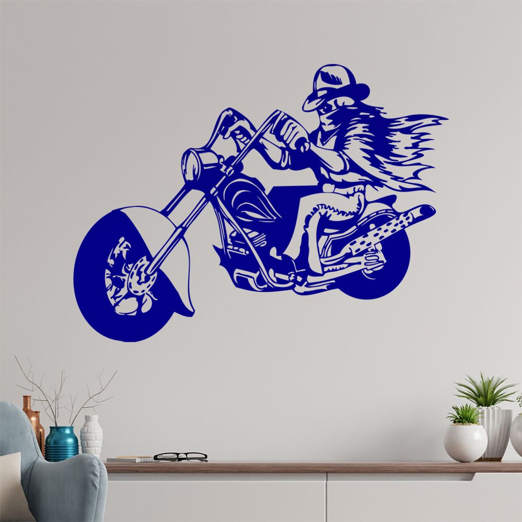 Western Biker Wandtattoo in 6 Größen - Wandaufkleber Wall Sticker - Dekoration, Küche, Wohnzimmer, Schlafzimmer, Badezimmer