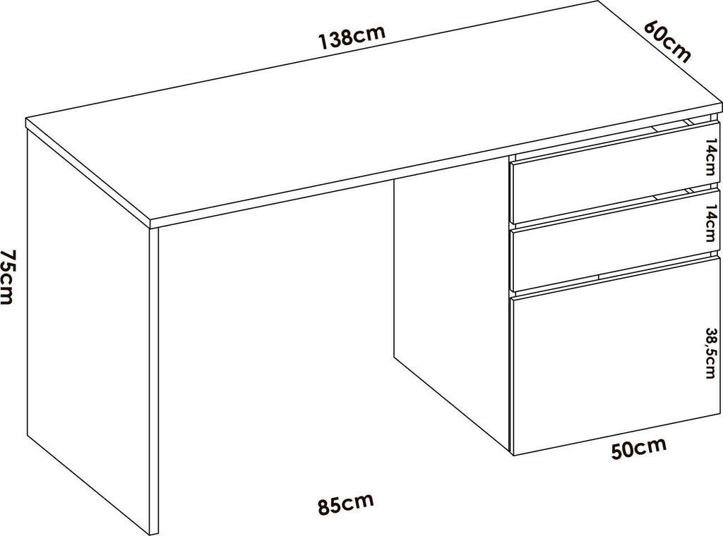Schreibtisch Dgabbi, Mehrzweckschreibtisch für Büro oder Produktbild 3