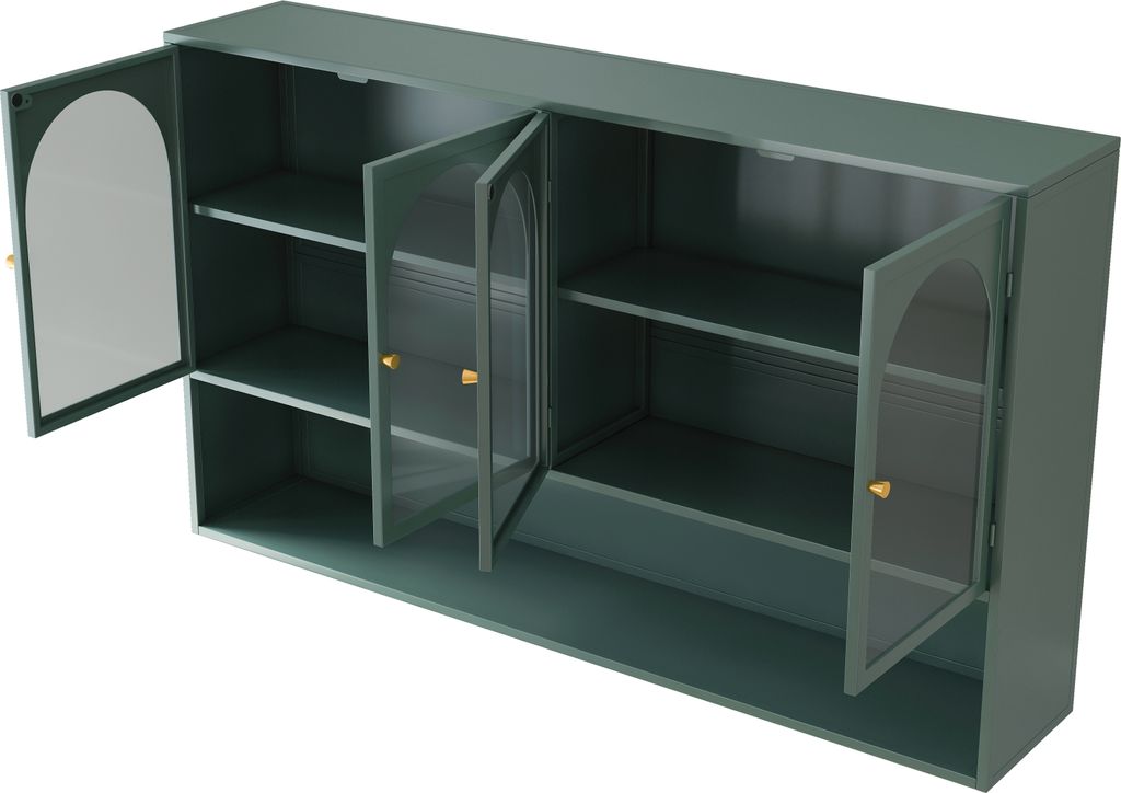 okwish Sideboard Wandschrank Hängeschrank aus Glas mit 4