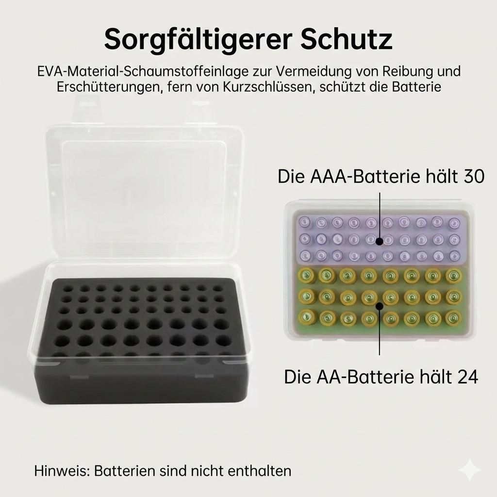 Langlebiger Batterie-Organizer für 54 AA/AAA Batterien Produktbild 