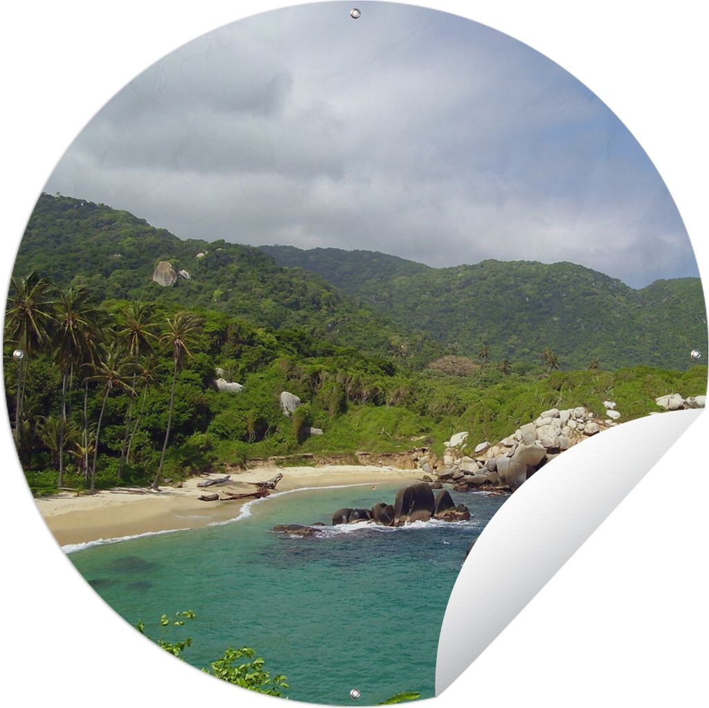 MuchoWow Gartenposter Outdoor-Poster Rund Kolumbien - Berge - Strand Ø 150 cm Gartendeko Rundes Poster draußen