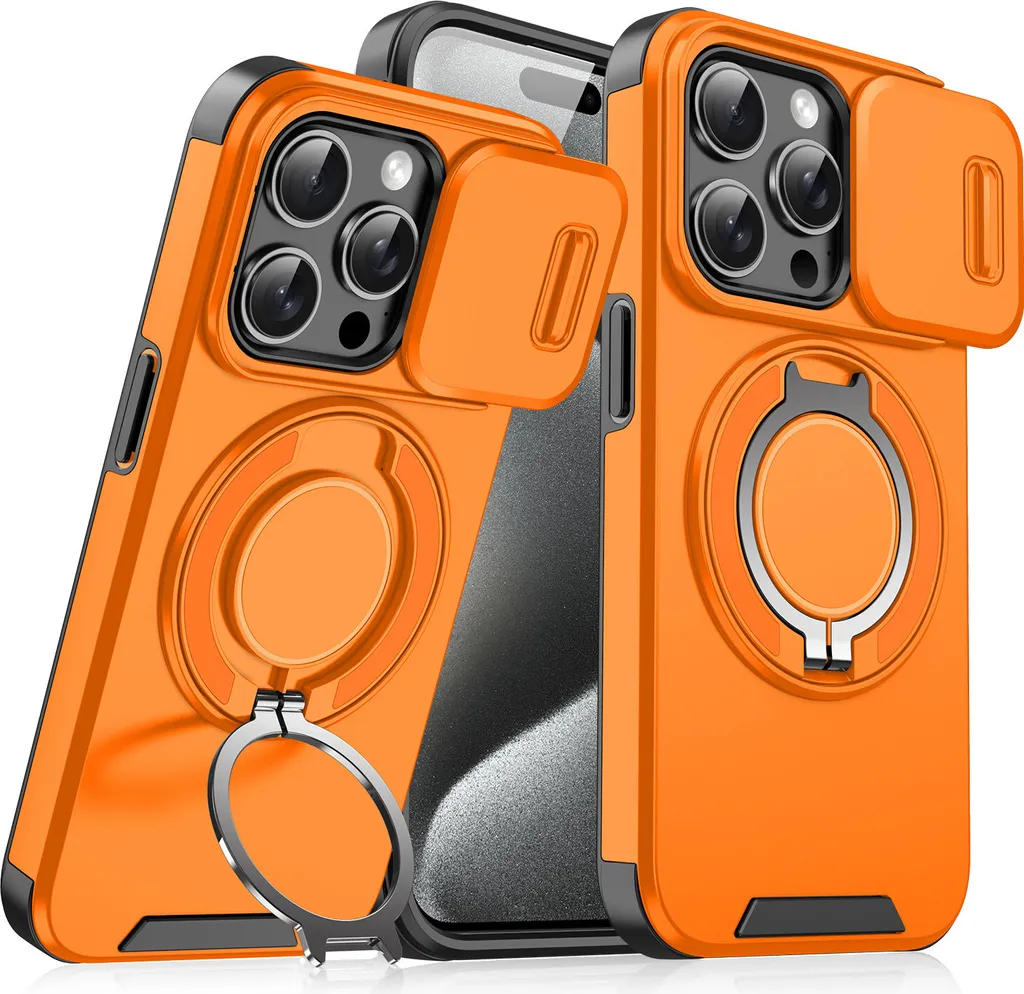 Custodia iPhone 15 Pro Arancione: Protezione Militare e Anello Magnetico
