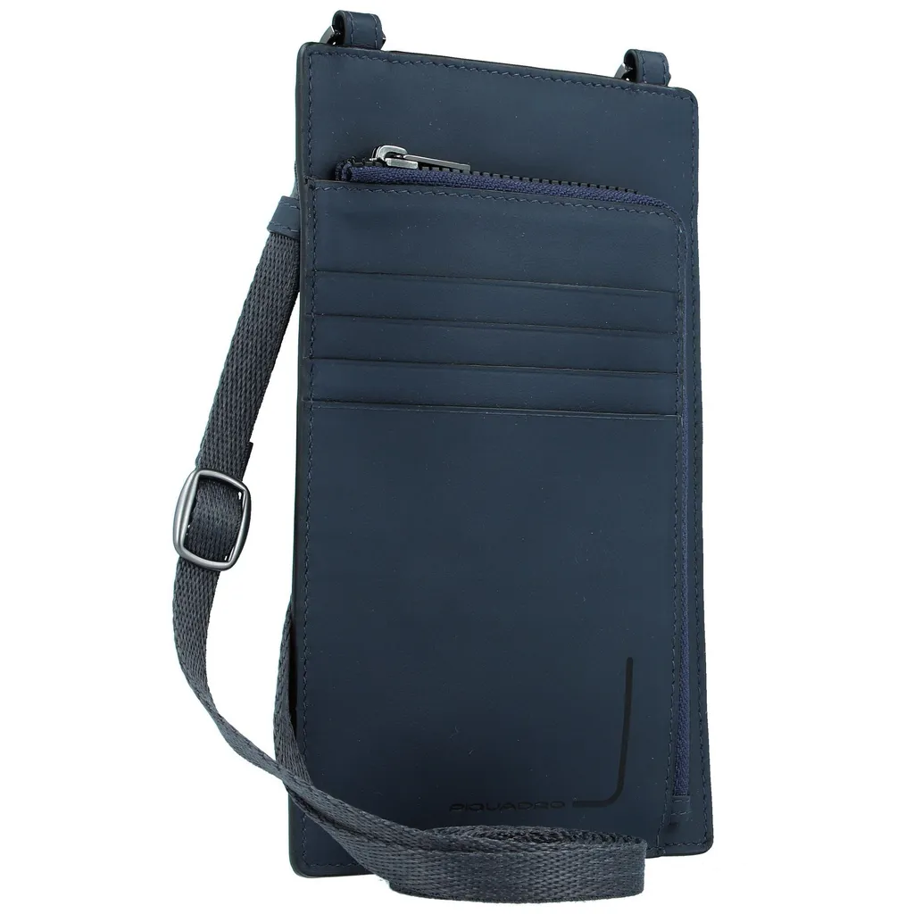 Sacoche Piquadro PQJ en cuir bleu avec poche frontale pratique - 6