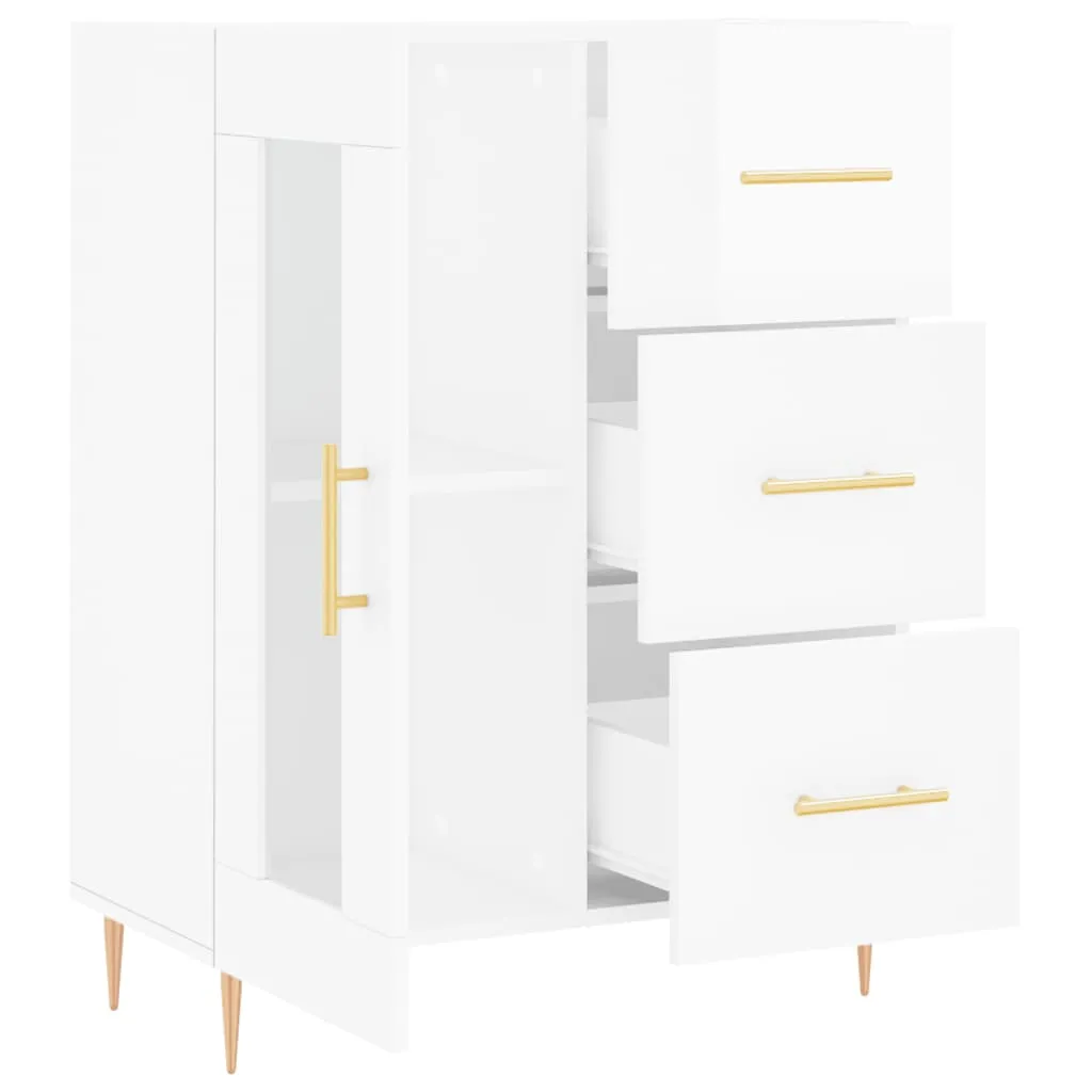 VidaXL Credenza Bianca 101x35x76 Cm In Legno Multistrato: Mobile Contenitore Con 1 Cassetto, 1 Anta E 2 Ripiani - 4