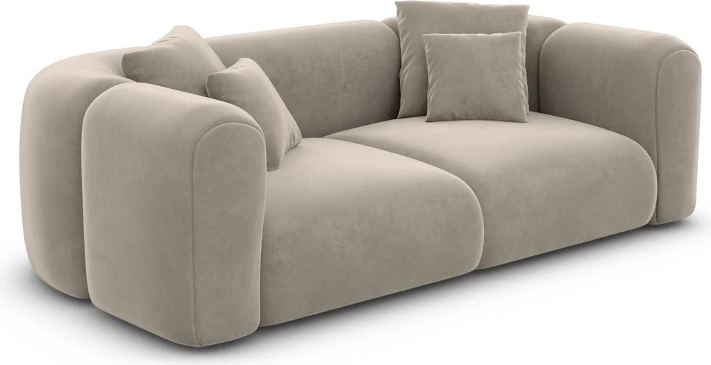Samtstoff 2-Sitzer Couch Belio Taupe
