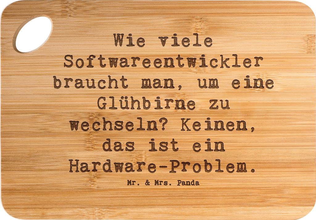 Mr. & Mrs. Panda Holzbrett Spruch Softwareentwickler Glühbirne - Transparent - Geschenk, schneidbrett, Berufsleben, handgefertigte Geschenke, Frü...