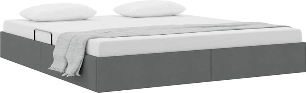 vidaXL Aufbewahrungsbett mit Kopfteil Dunkelgrau 180 x 200 cm Stoff