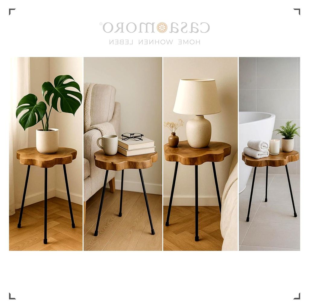 Beistelltisch Pflanzenständer aus Holz – Couch Tisch für das Wohnzimmer | Massiv, Teakholz – 45x50 cm