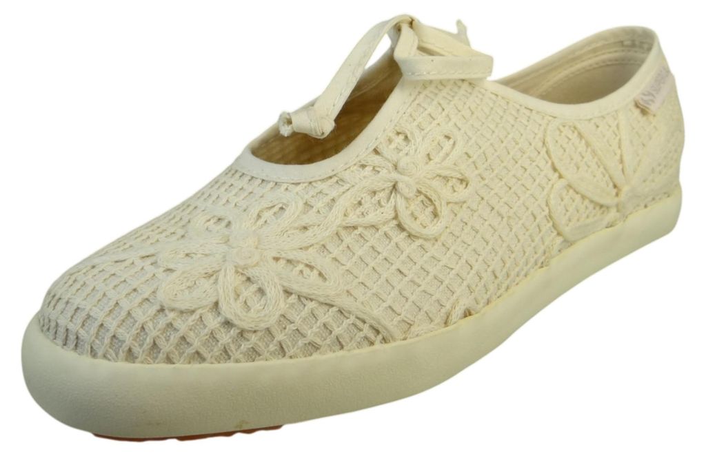 Superga Damen Ballerina 2442 Lace Net Flower Chrochet S1138PW Beige