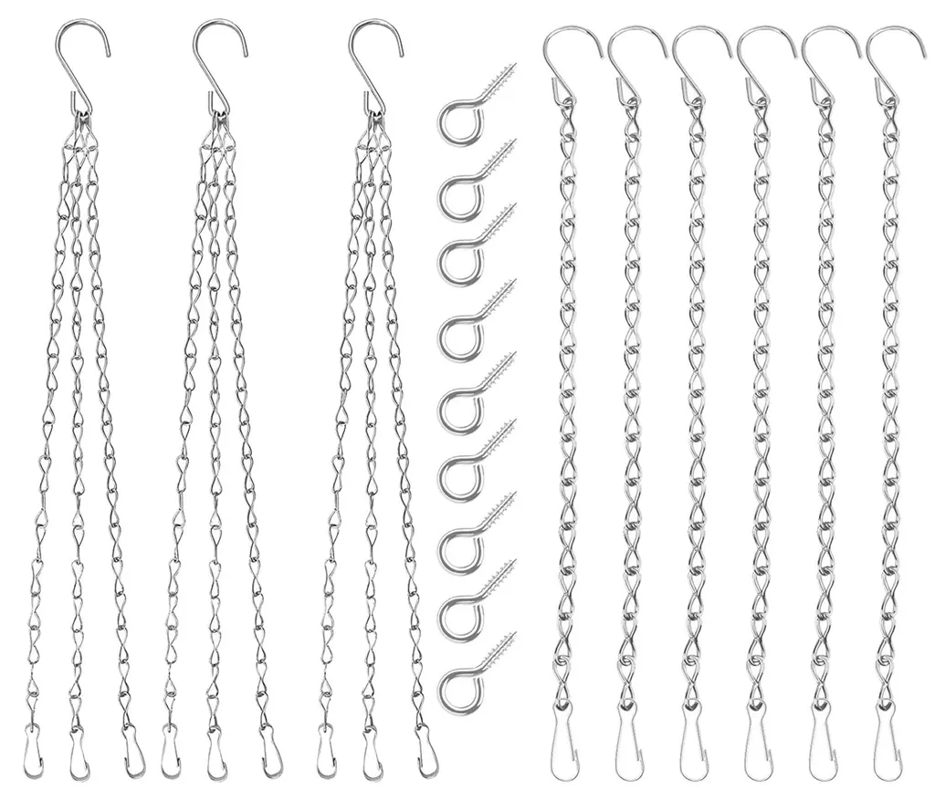 Lot de 9 chaînes de suspension en métal noir avec crochets pour jardin