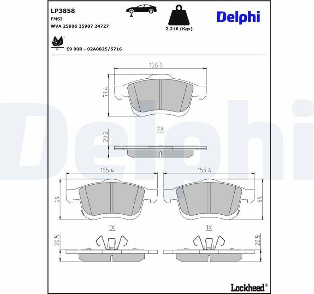 DELPHI Bremsbeläge Satz Vorne Bremsklötze für FIAT 500L (351, 352) LP3858