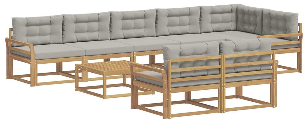 vidaXL Outdoor-Sofagarnitur 9 pcs Weiß und Hellgrau 79 x 79 x 37 cm