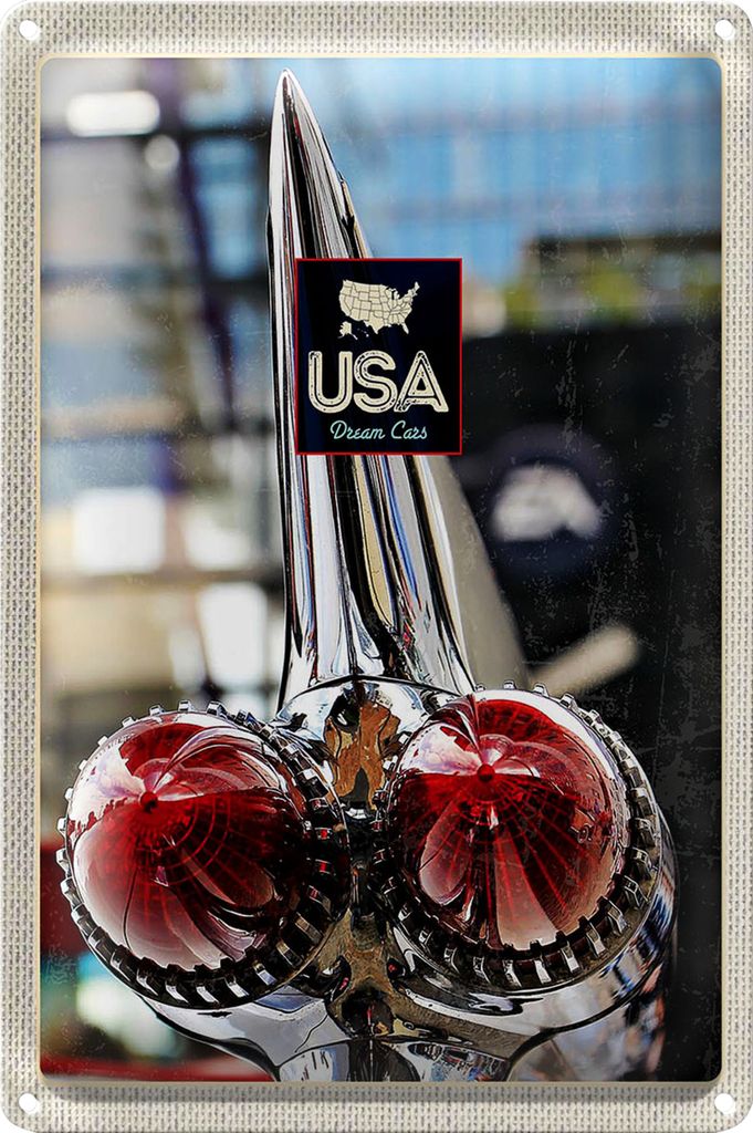 Blechschild Reise 20x30cm Amerika Oldtimer 90er silber PKW