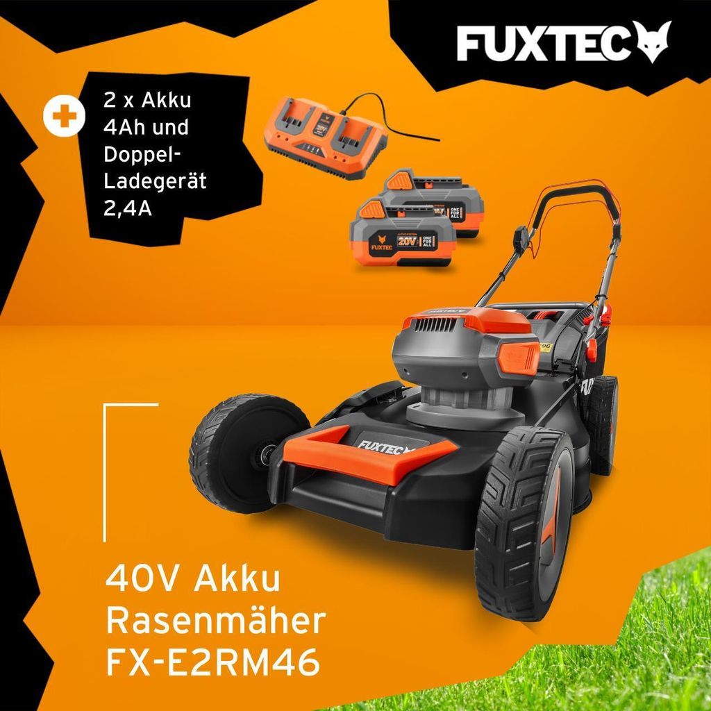 FUXTEC 40V Akku Rasenm her FX E2RM46 Mit 2x20V Akku 4Ah Und fuxtec-40v-akku-rasenm-her-fx-e2rm46-mit-2x20v-akku-4ah-und