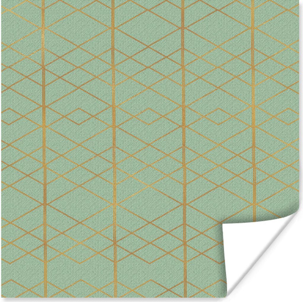 MuchoWow Poster Gold - Linie - Muster 50x50 cm - Wohnzimmerdekoration