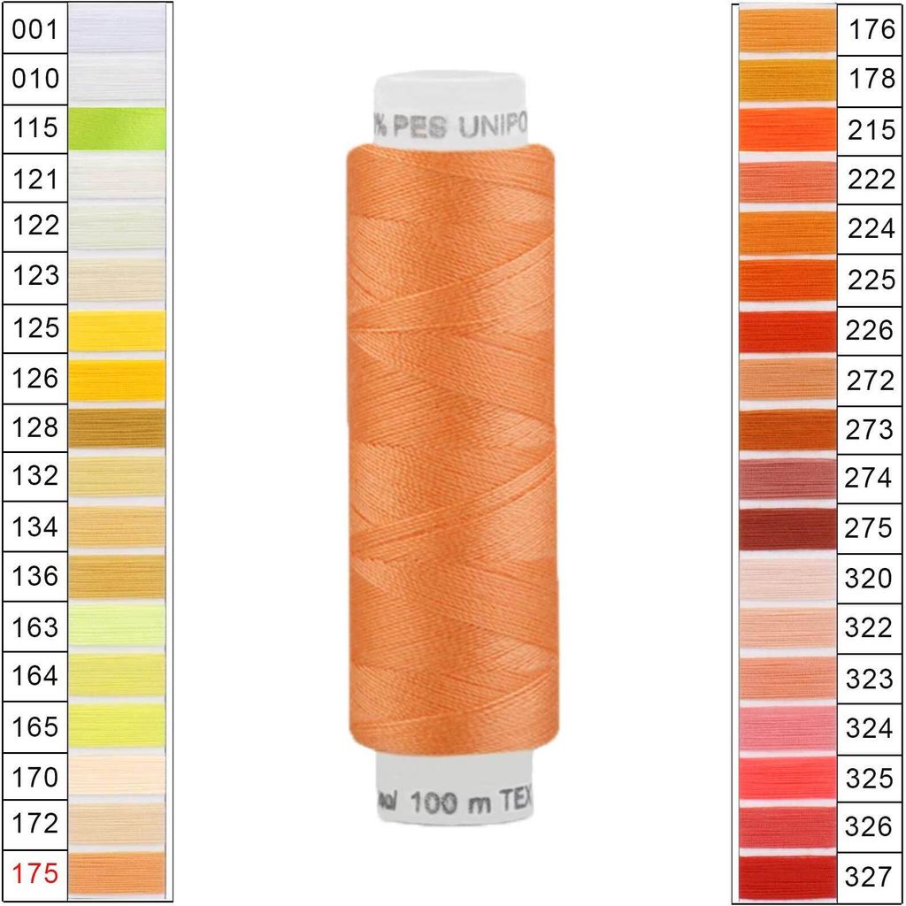 Nähgarn 10 x 100m Unipoly 120 Tex14x2 Universalnähgarn Allzweckgarn Polyester 1v6 Farbwahl, Farbe:175