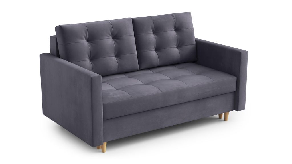 AX LIVING Spaxton 2 Sitzer Sofa Klein 155 cm Dunkelgrau Schlaffunktion