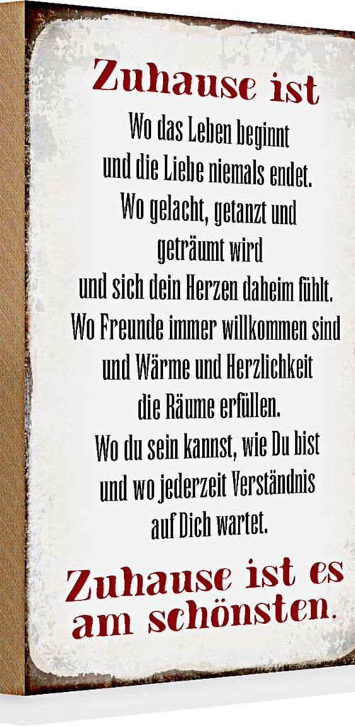 Holzschild Spruch 20x30cm Zuhause ist am schönsten Produktbild 