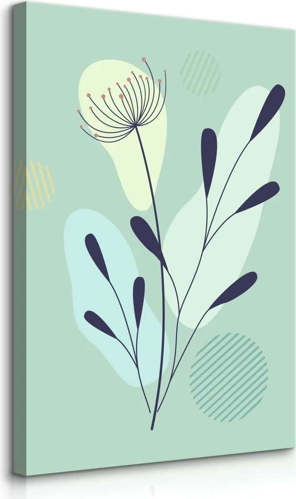 Tableau Mural Bohème Fleur et Feuilles Abstraites Toile Déco 80x120cm