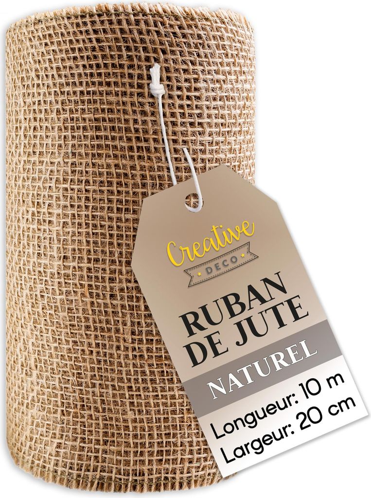 Creative Deco Ruban Chemin de Table Toile de Jute - 20cm x Image du produit 