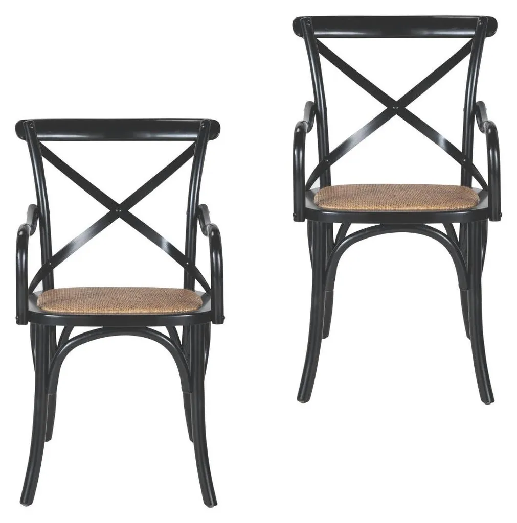 Fauteuil bridge bois massif et cannage naturel 62 cm BISTROT (Set x2)