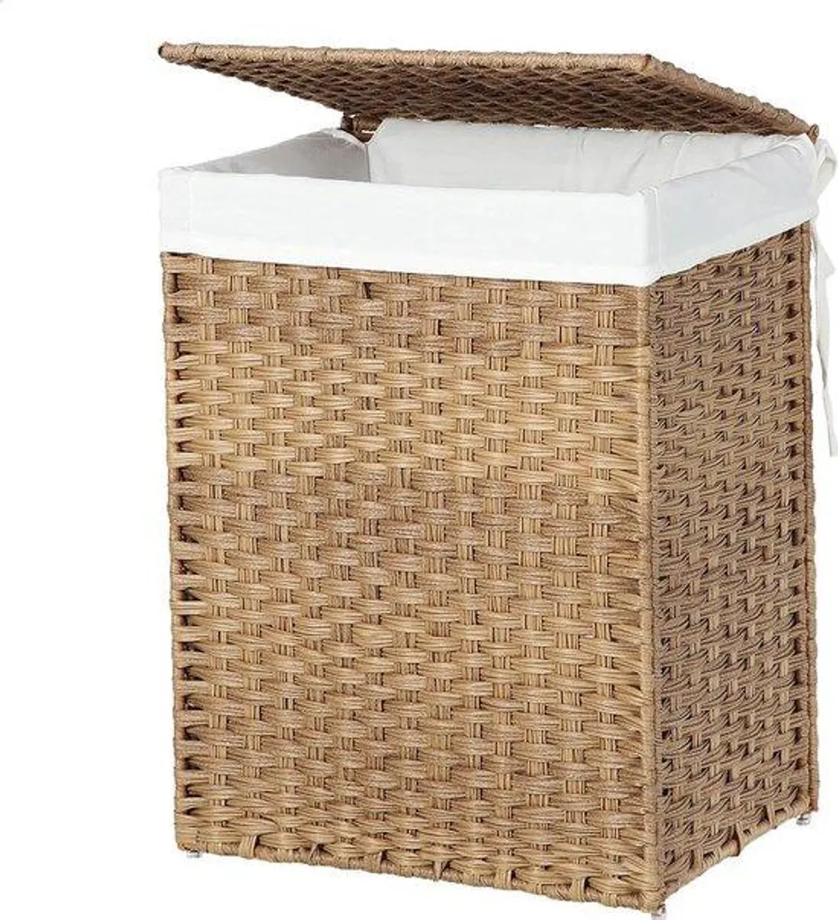Panier à linge anti-odeur en osier, coffre discret avec couvercle