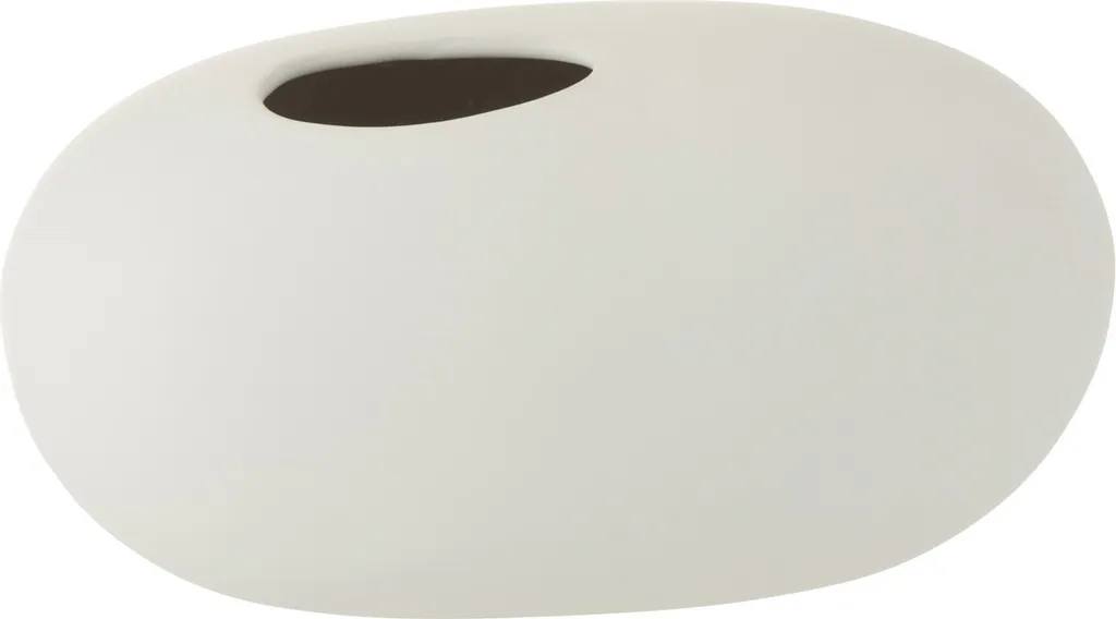 Grand Vase Design Ovale en Céramique Blanche Mate pour Salon Moderne