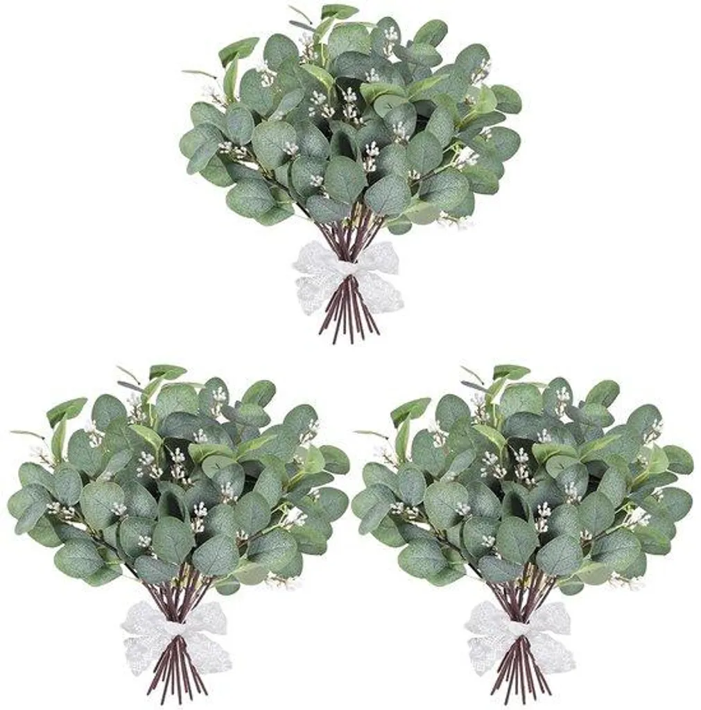 Eucalyptus séché lot de 18 branches pour décoration de table bohème