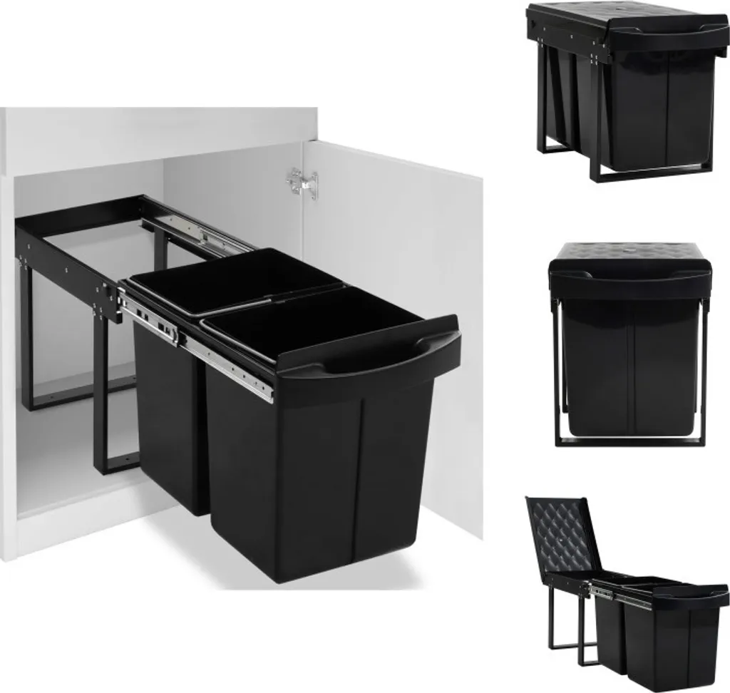 Poubelle Grand Volume 48L Soft-Close Idéale pour Familles et Cuisines