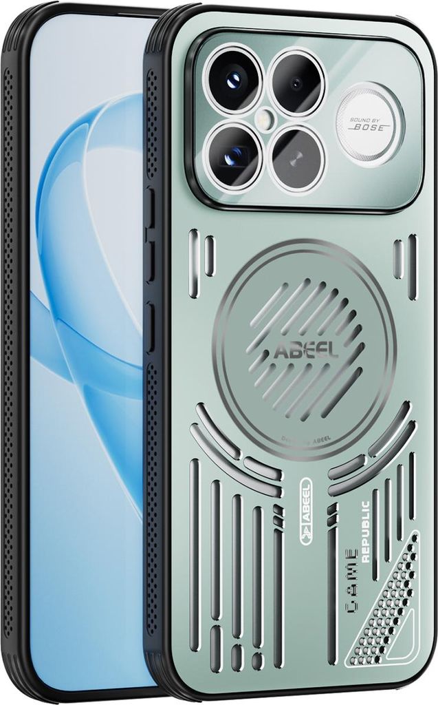 Magnetische Hülle für Xiaomi Poco F8 Ultra/Redmi K90 Pro Max mit Linsenabdeckung, Aluminium Stoßfestes Schutzhülle mit Wärmeableitung Grün
