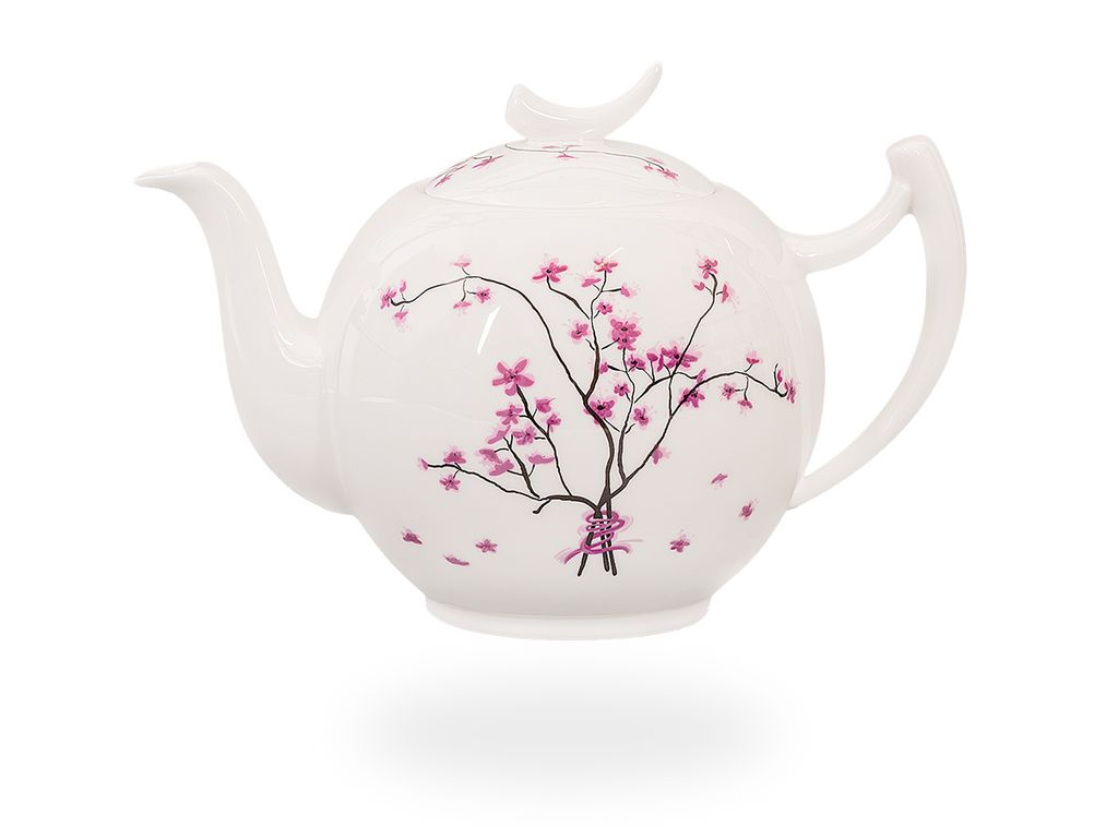 tea4chill Teekanne Porzellan Cherry Blossom 1l. Fine Bone China Porzellan. Blumen-Design klassisch bunt