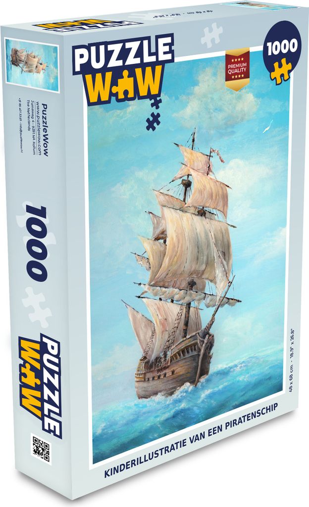 MuchoWow Puzzle 1000 Teile Illustration eines Piratenschiffs für Kinder - Spielzeug - Alt und Jung - Spiele - Puzzeln