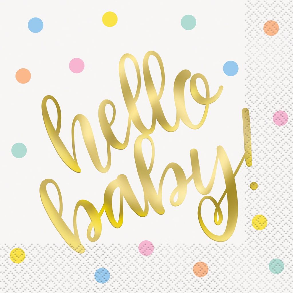 16 servítok Hello Baby biela zlatá 33 x 33 cm - jednotná Obrázok produktu 
