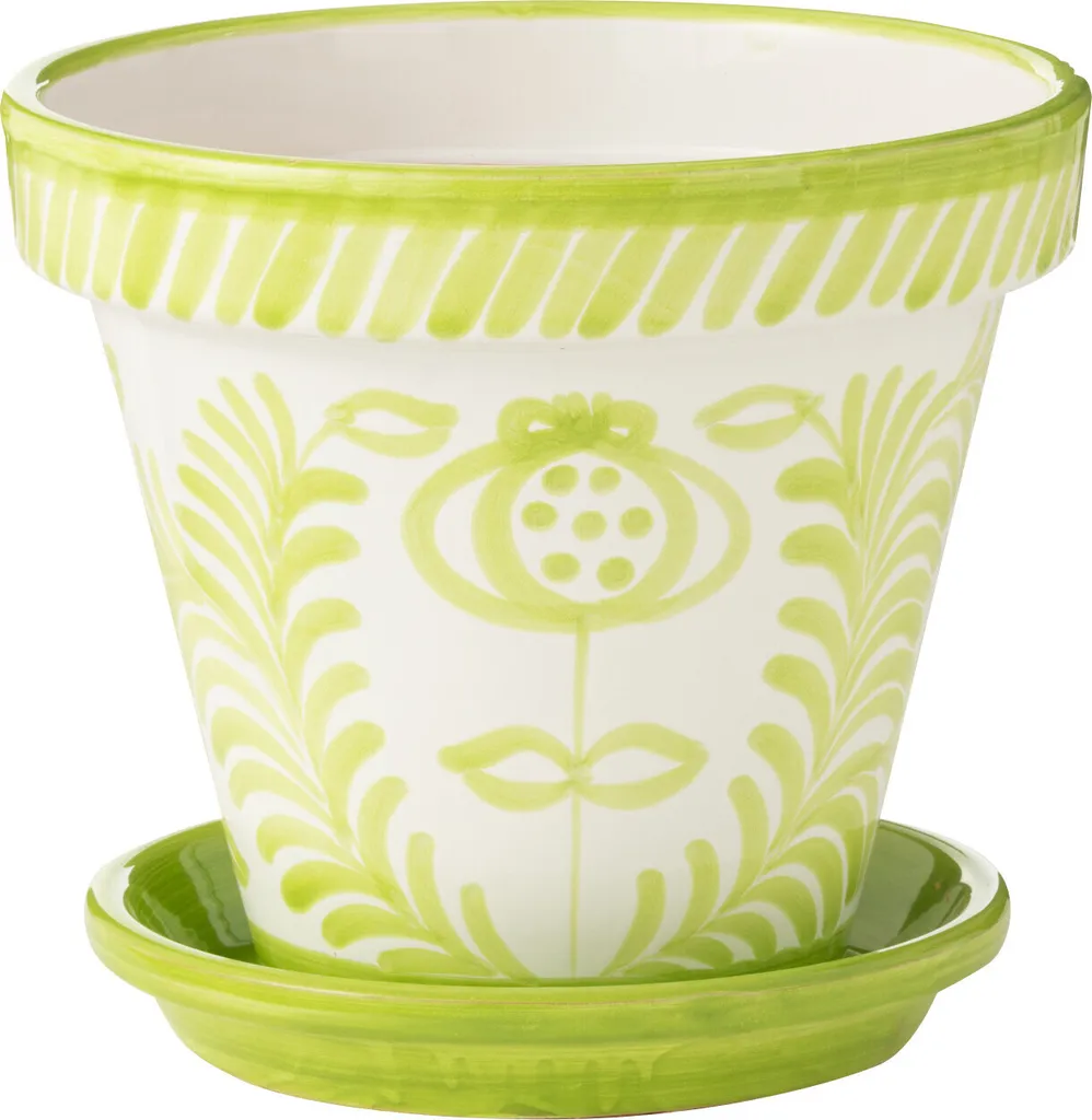 Grand Cache-pot en Céramique Verte J-Line Granada - Décoration Fait Main 35cm