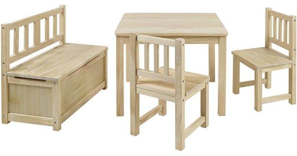 Bomi Anna Kindertafel met Stoeltjes en Opbergbank Productafbeelding 