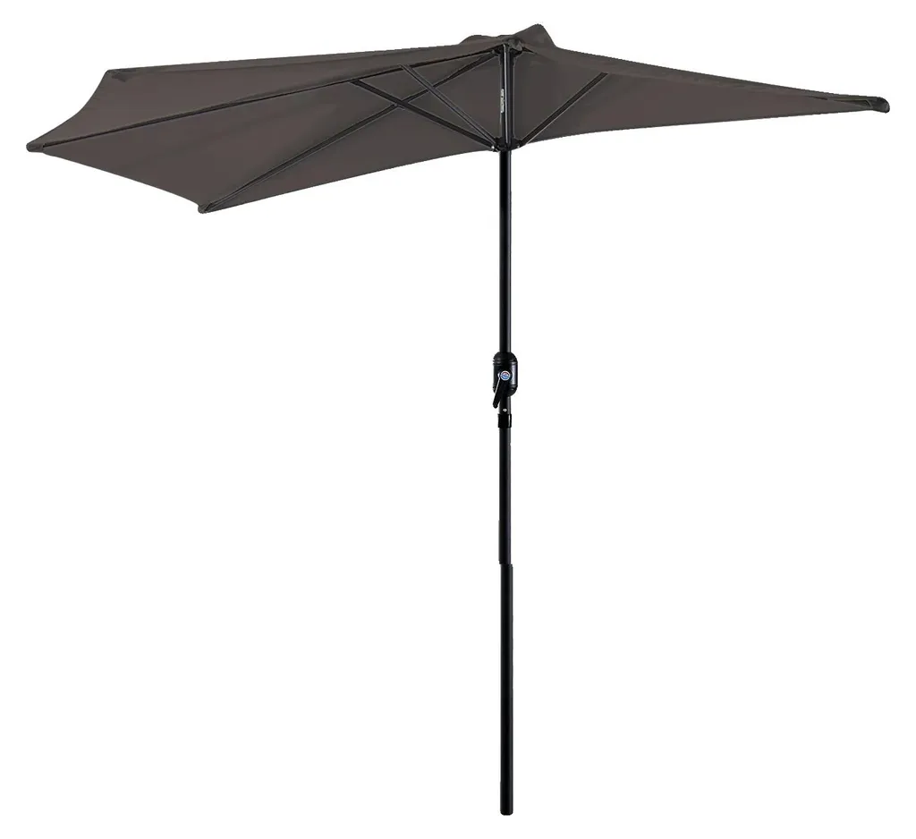 Parasol de jardin gris foncé en toile polyester résistante déperlante