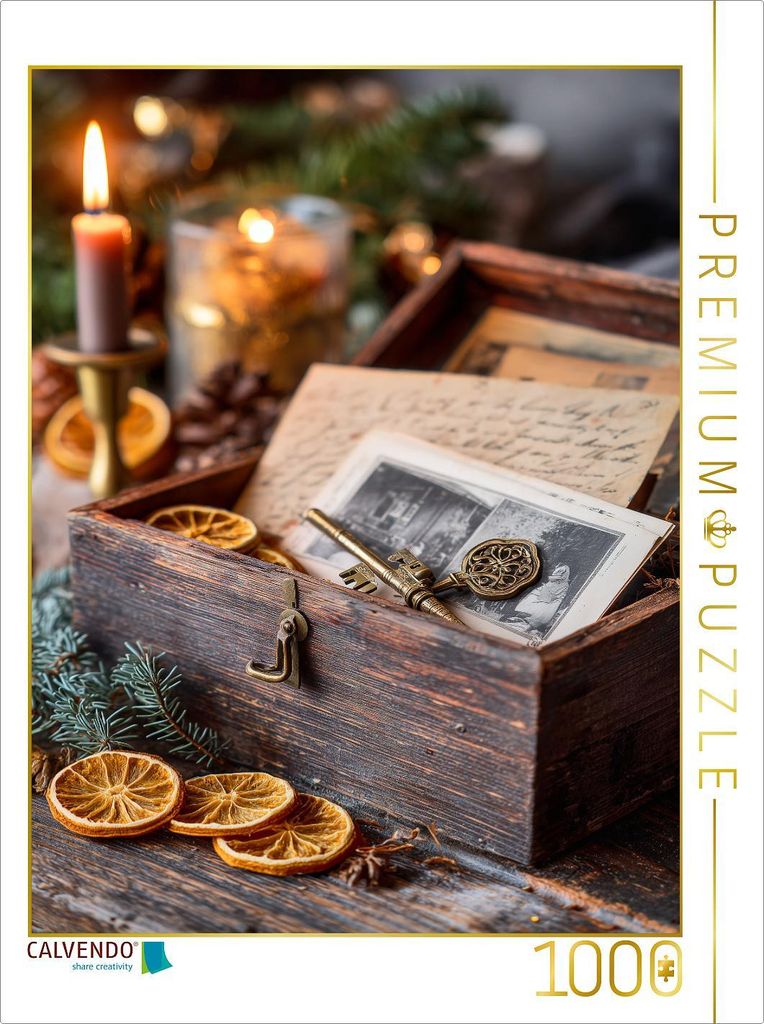 CALVENDO Puzzle In jedem Funken Kerzenlicht liegt ein Wunder und im Duft alter Briefe ein Hauch von Weihnachten | 1000 Teile Lege-Größe 64x48cm F...